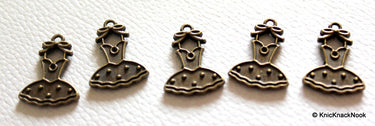 5 x Zinc Alloy Bronze Tone Frock Dress Charm / Pendants 21mm x 16mm